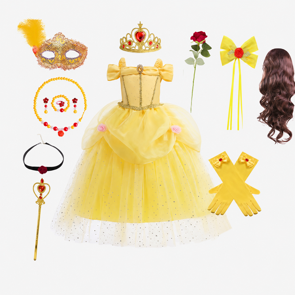 Girls' Halloween Princess Costume Dress with Tulle Skirt Tiara and Accessories Set - Image 13