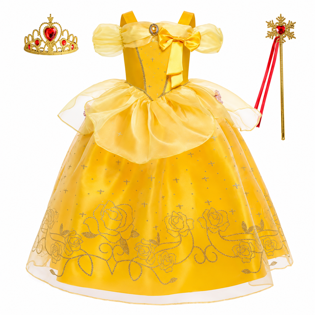 Girls' Halloween Princess Costume Dress with Tulle Skirt Tiara and Accessories Set - Image 15