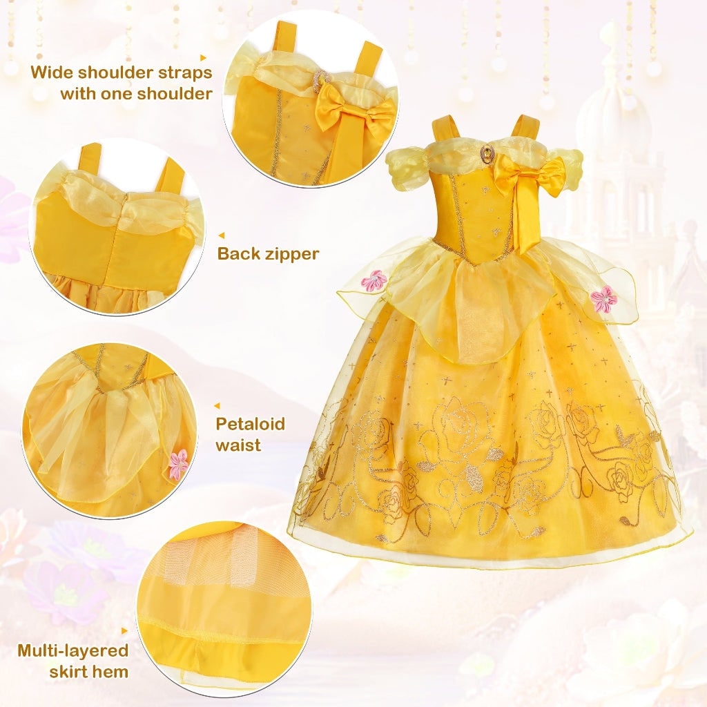 Girls' Halloween Princess Costume Dress with Tulle Skirt Tiara and Accessories Set - Image 21