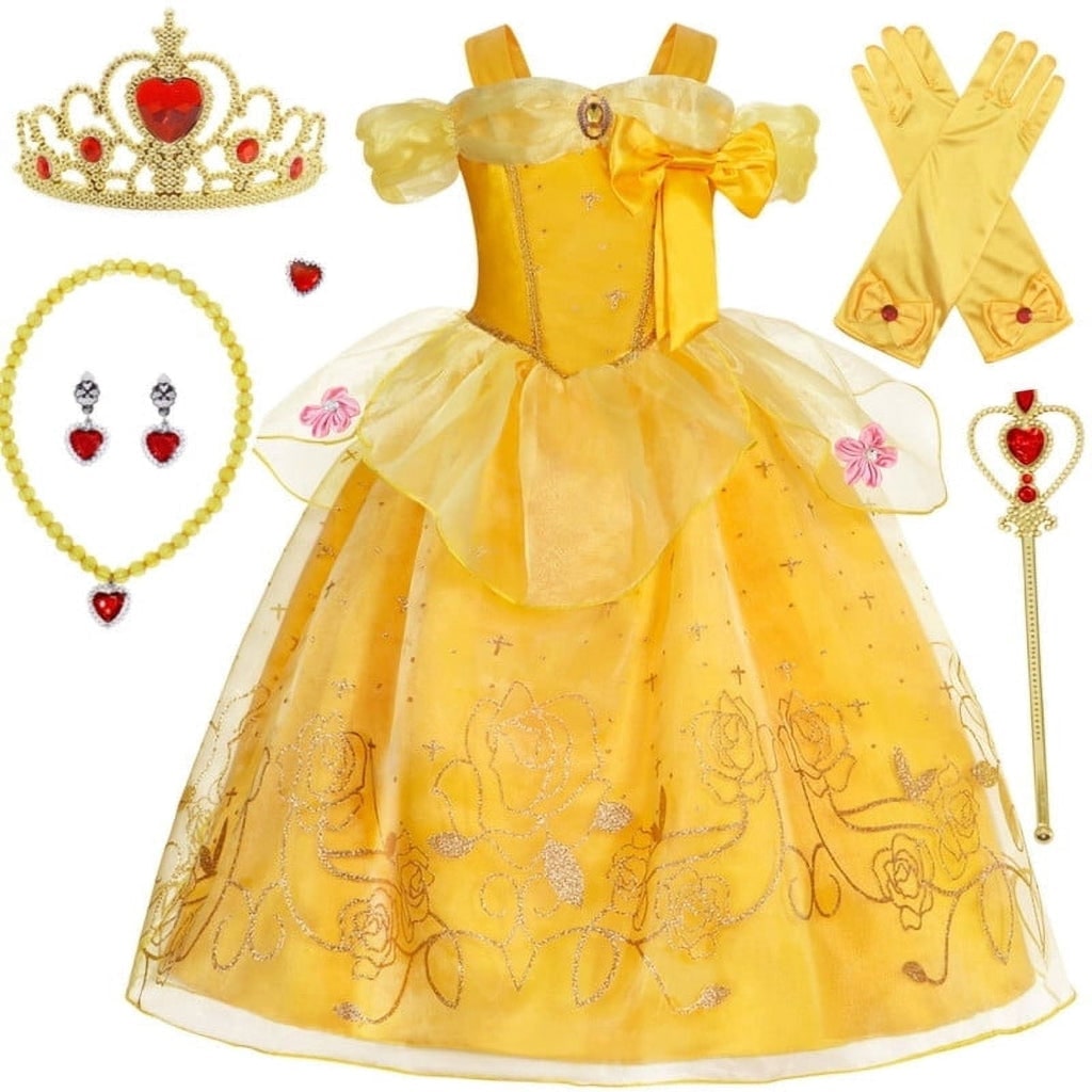 Girls' Halloween Princess Costume Dress with Tulle Skirt Tiara and Accessories Set - Image 22