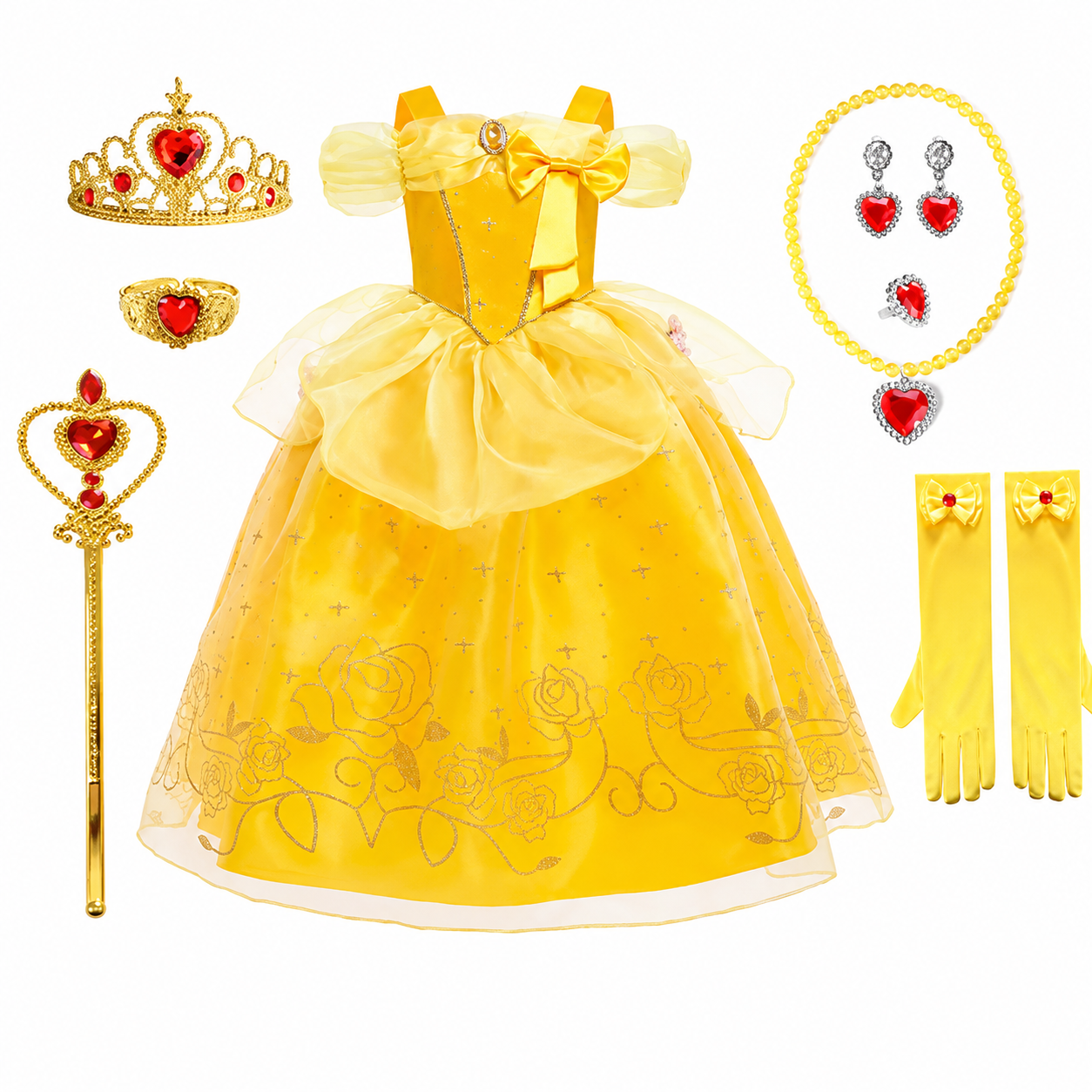 Girls' Halloween Princess Costume Dress with Tulle Skirt Tiara and Accessories Set - Image 4