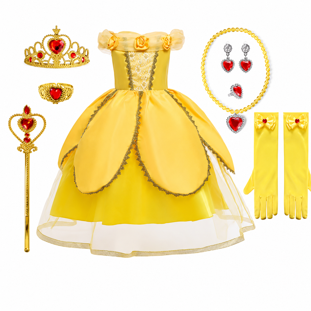 Girls' Halloween Princess Costume Dress with Tulle Skirt Tiara and Accessories Set - Image 6