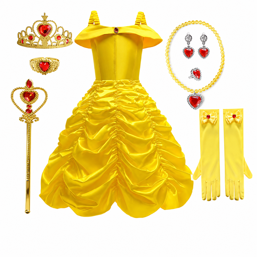 Girls' Halloween Princess Costume Dress with Tulle Skirt Tiara and Accessories Set - Image 7