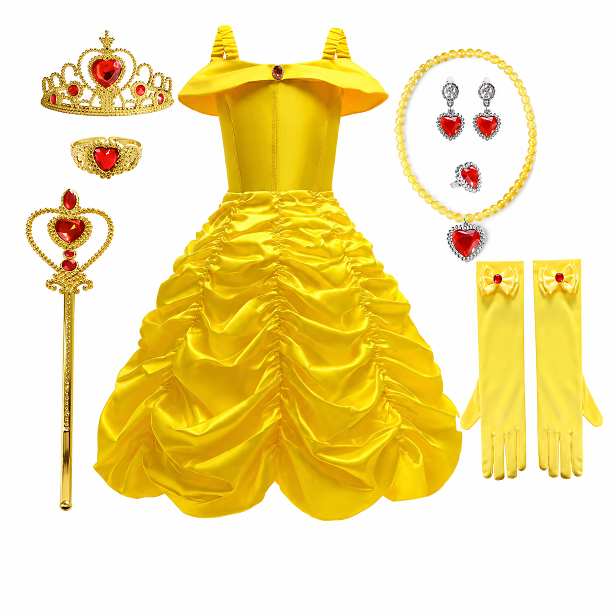 Girls' Halloween Princess Costume Dress with Tulle Skirt Tiara and Accessories Set - Image 7