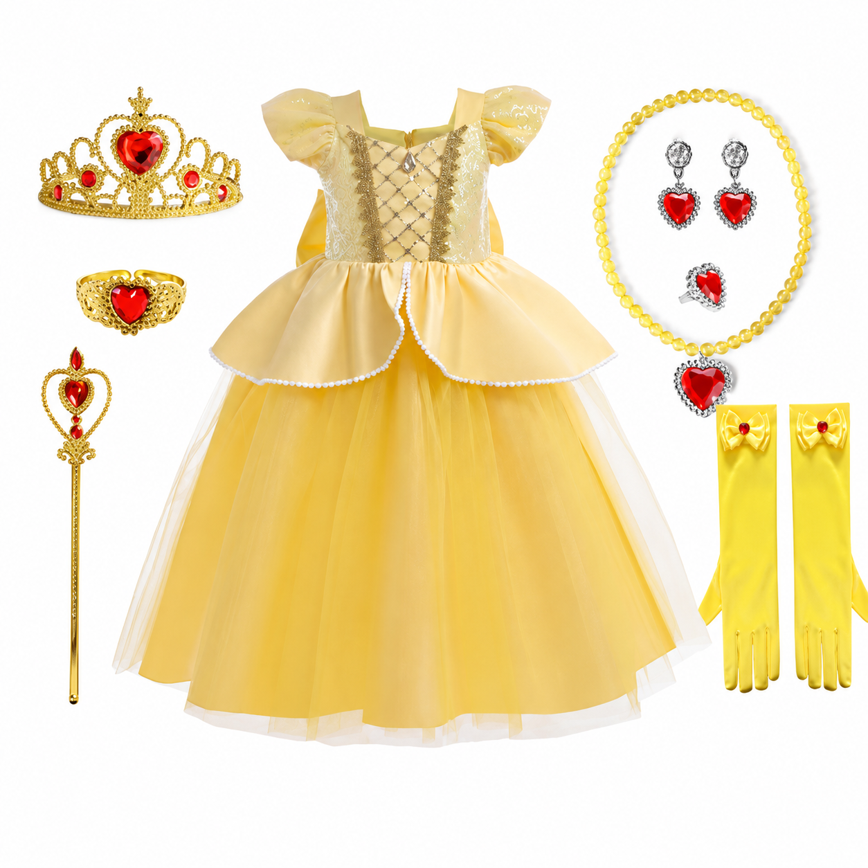 Girls' Halloween Princess Costume Dress with Tulle Skirt Tiara and Accessories Set - Image 8