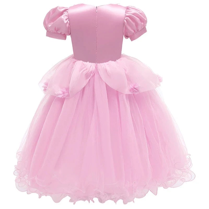 Girls' Halloween Princess Dress for Party Costume with Puff Sleeves and Tulle Skirt - Image 3