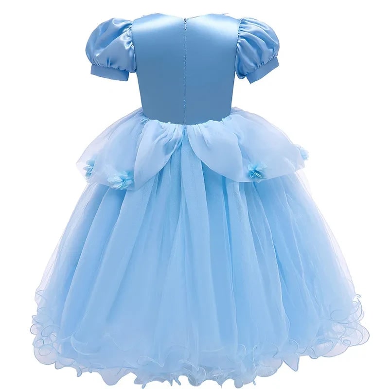 Girls' Halloween Princess Dress for Party Costume with Puff Sleeves and Tulle Skirt - Image 6