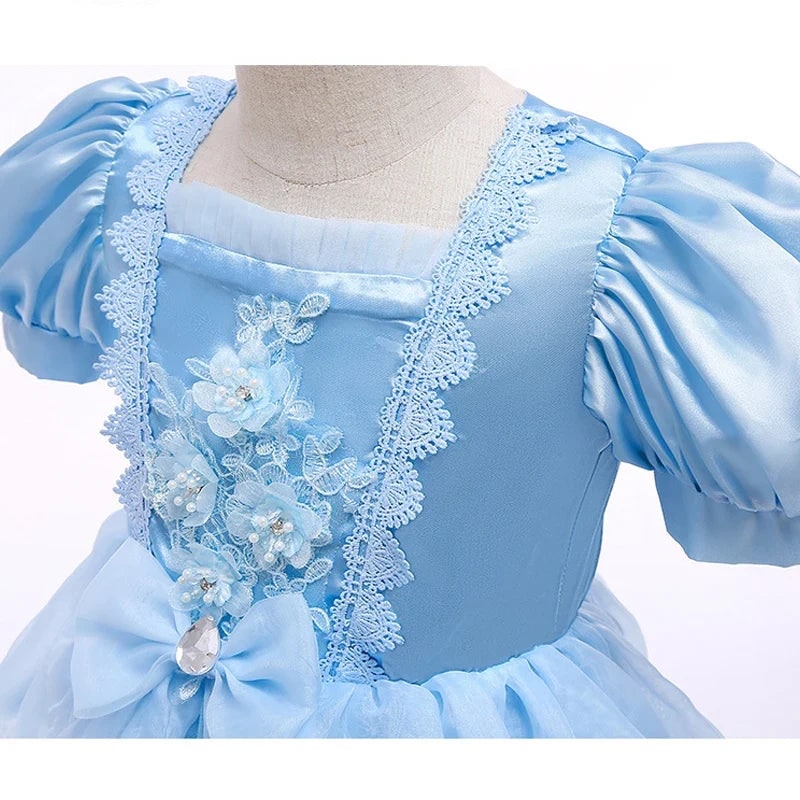 Girls' Halloween Princess Dress for Party Costume with Puff Sleeves and Tulle Skirt - Image 7