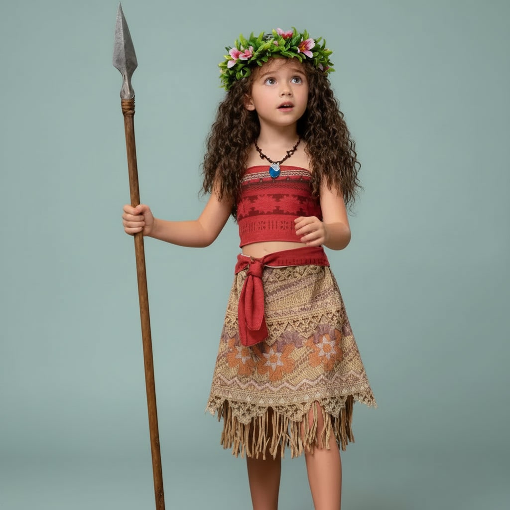 Girls' Island Princess Costume and Dress for with Wig Accessories and Plush Toys - Image 2