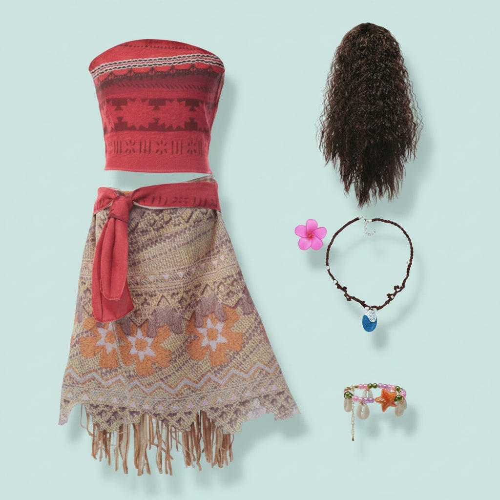 Girls' Island Princess Costume and Dress for with Wig Accessories and Plush Toys - Image 4