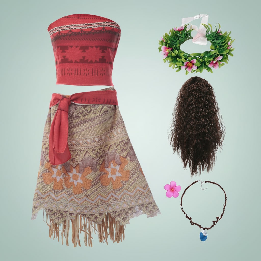 Girls' Island Princess Costume and Dress for with Wig Accessories and Plush Toys - Image 5