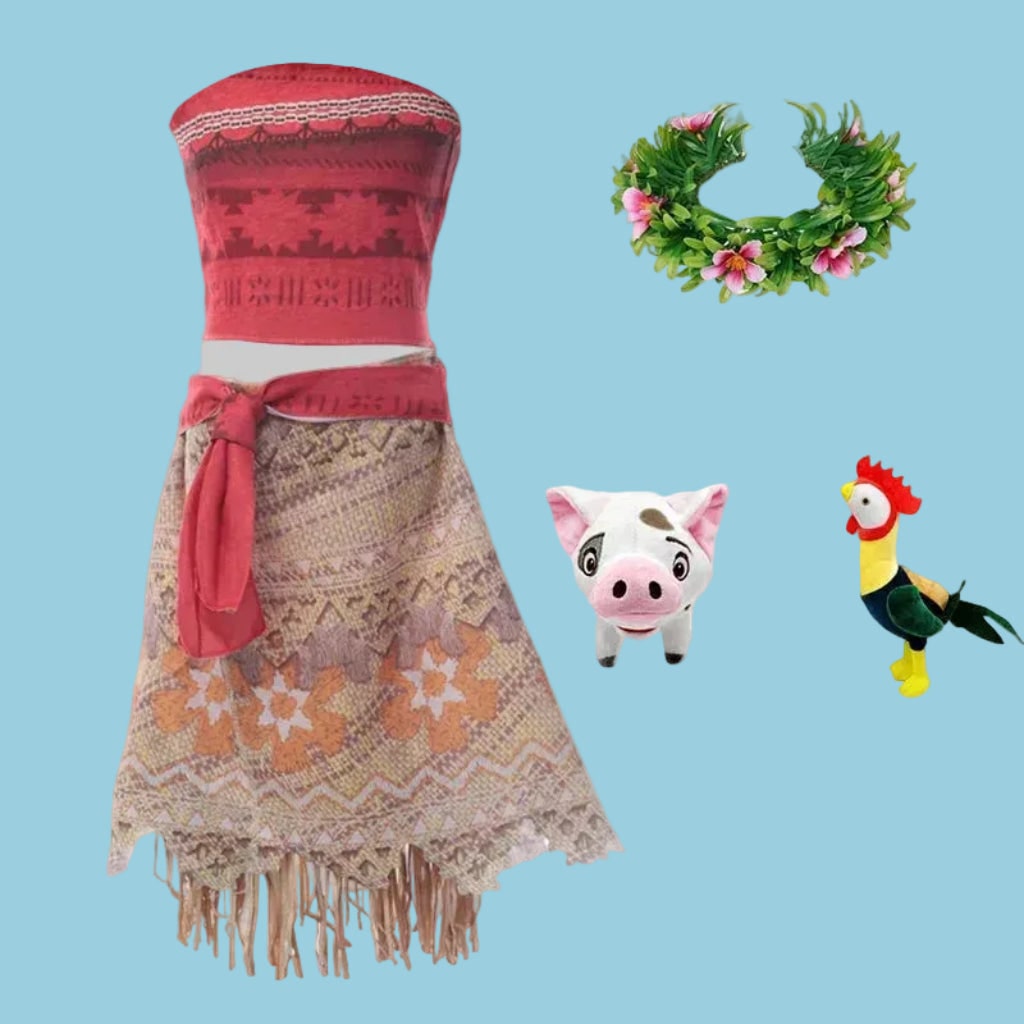 Girls' Island Princess Costume and Dress for with Wig Accessories and Plush Toys - Image 6