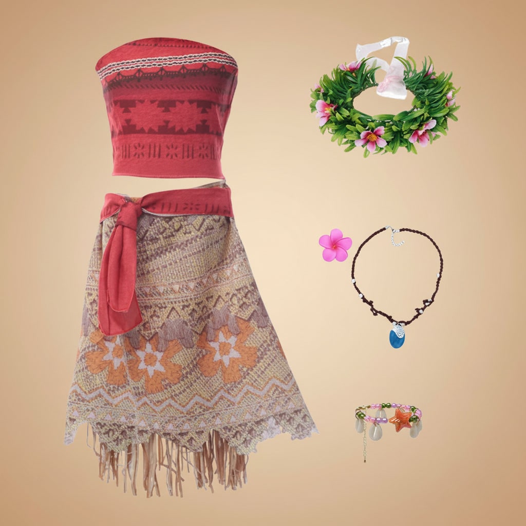 Girls' Island Princess Costume and Dress for with Wig Accessories and Plush Toys - Image 8