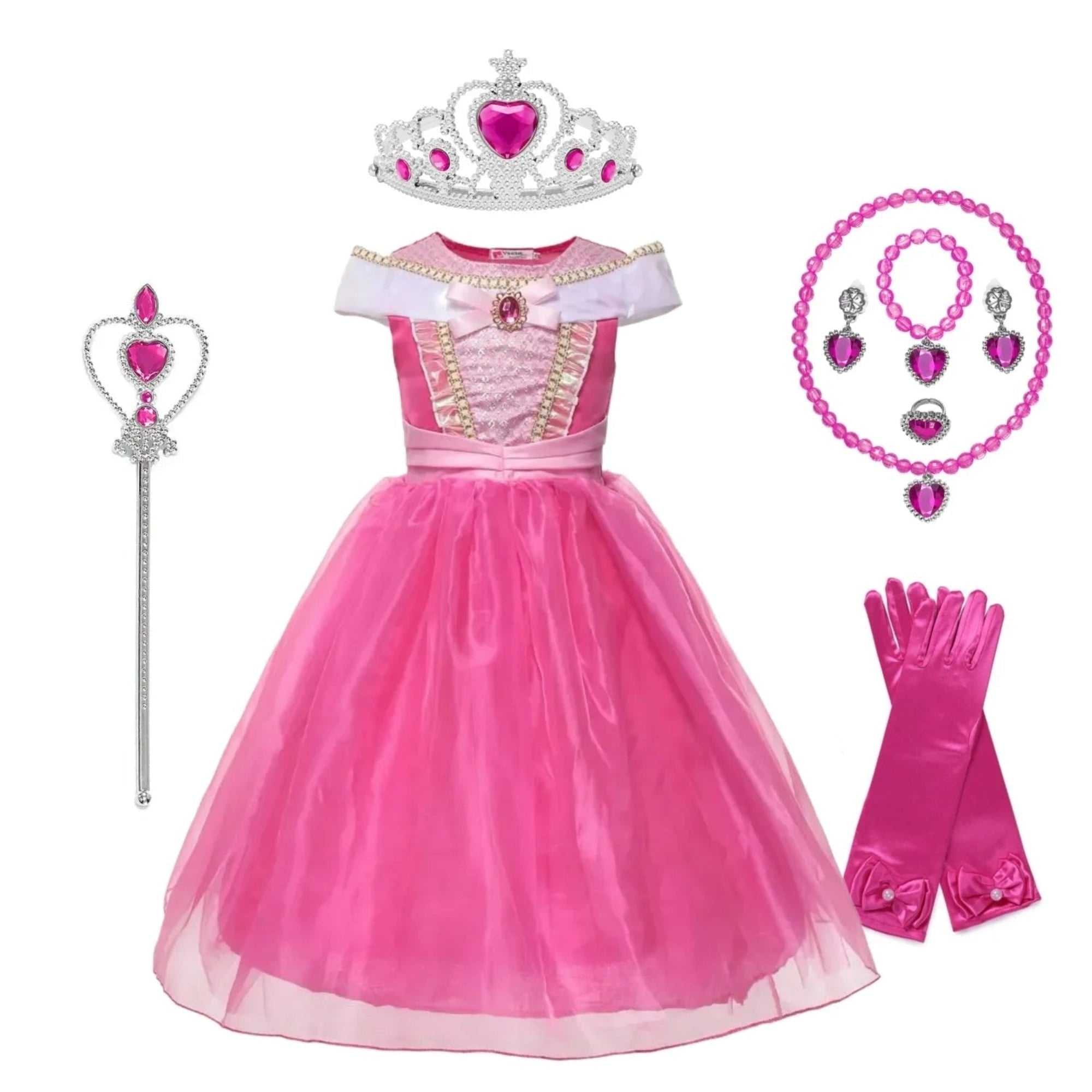 Girls' Princess Halloween Costume Dress with Accessories and Tiara - Image 5