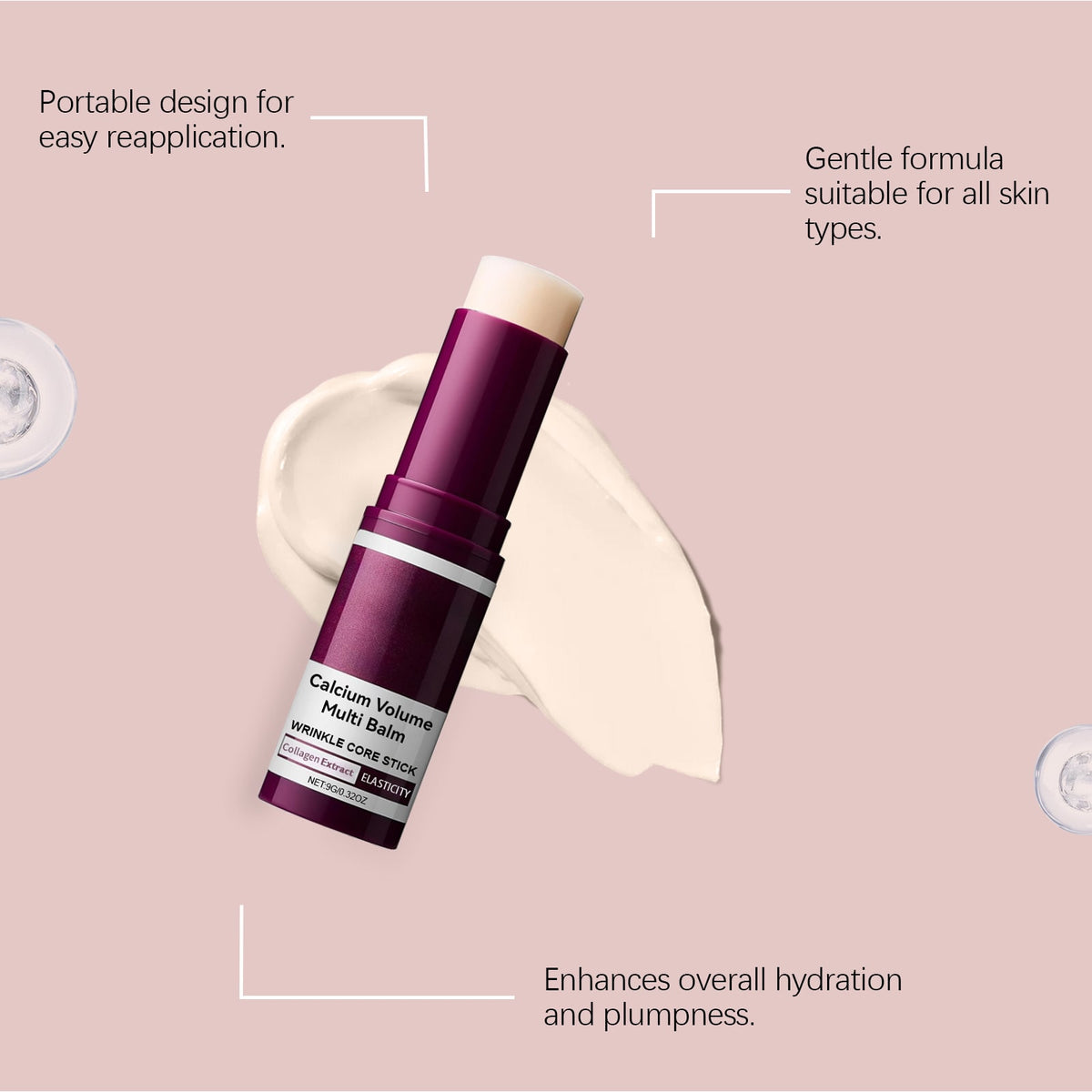 Glide Anti Chafing Stick with Collagen Multi Balm for Face and Neck Twist-Up Solid Moisturizer 9g - Image 1