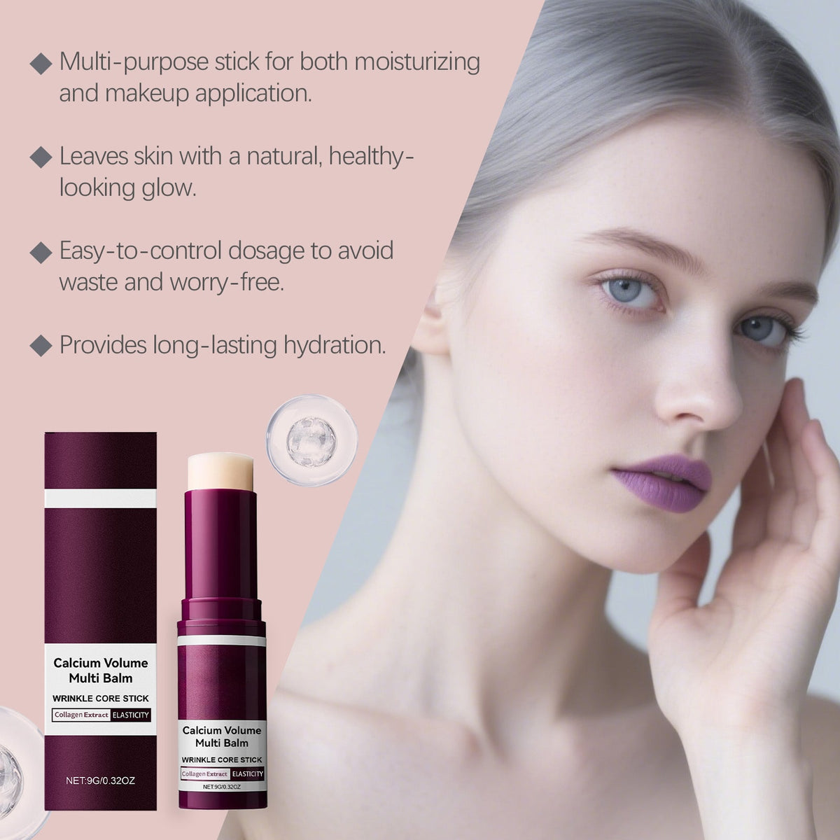 Glide Anti Chafing Stick with Collagen Multi Balm for Face and Neck Twist-Up Solid Moisturizer 9g - Image 3