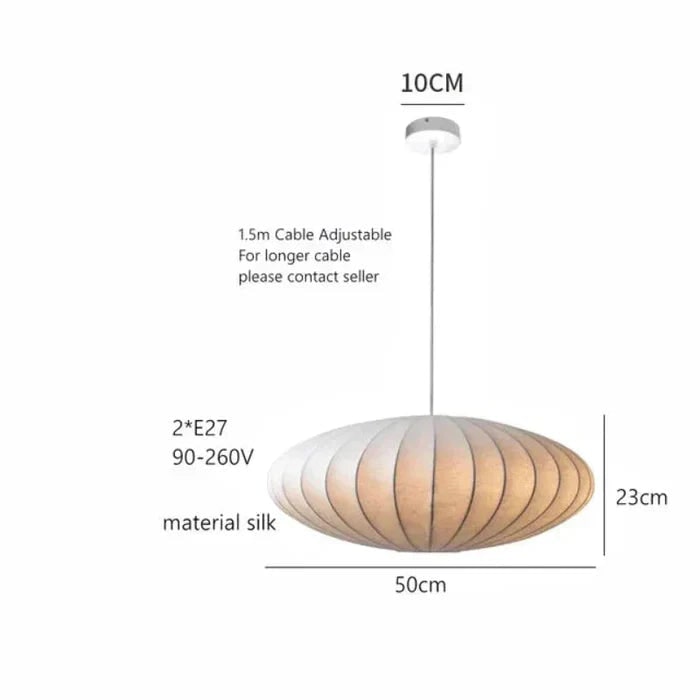 Gold Plated Drum Pendant Light Fixture with Silk Saucer Shade and Mid Century Modern Design - Image 3