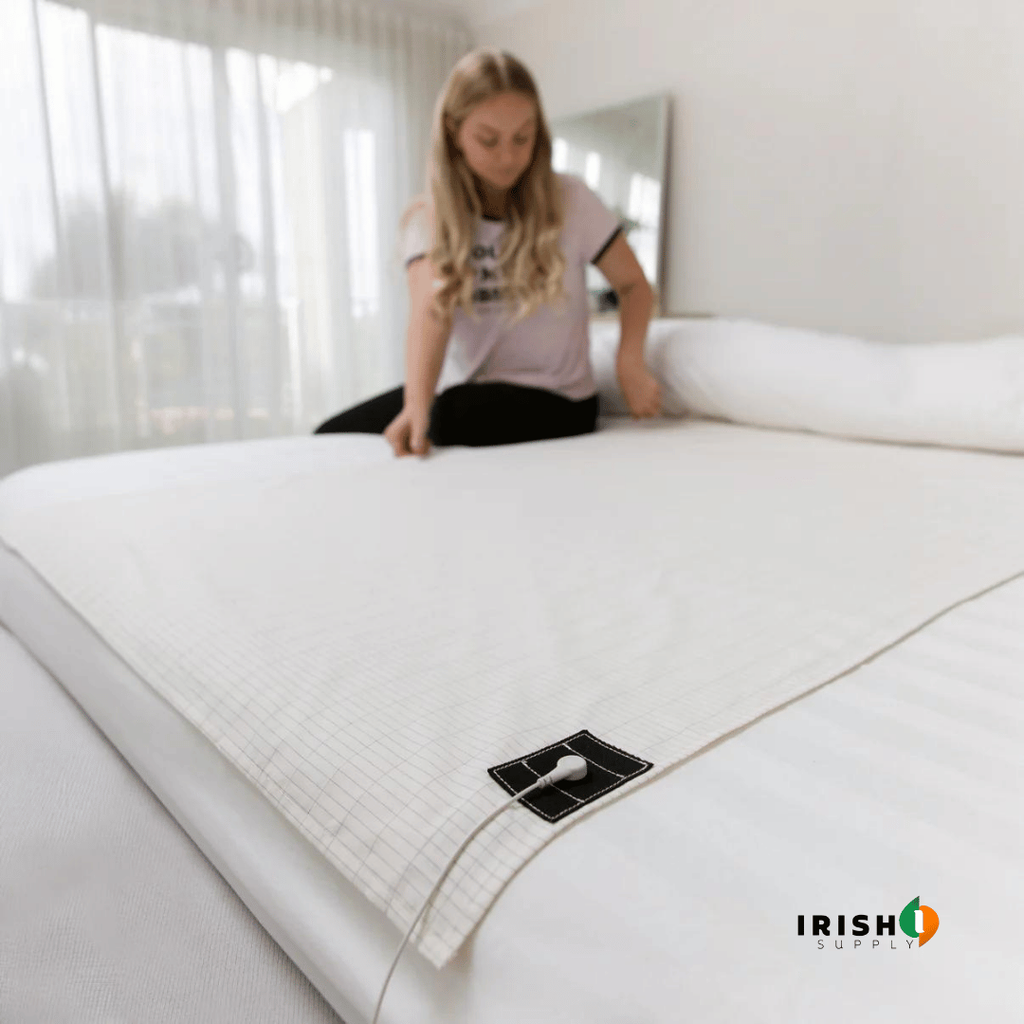 Grounding Earthing Bed Sheet with Conductive Grid and Snap-On Cord Queen Size Set - Image 2