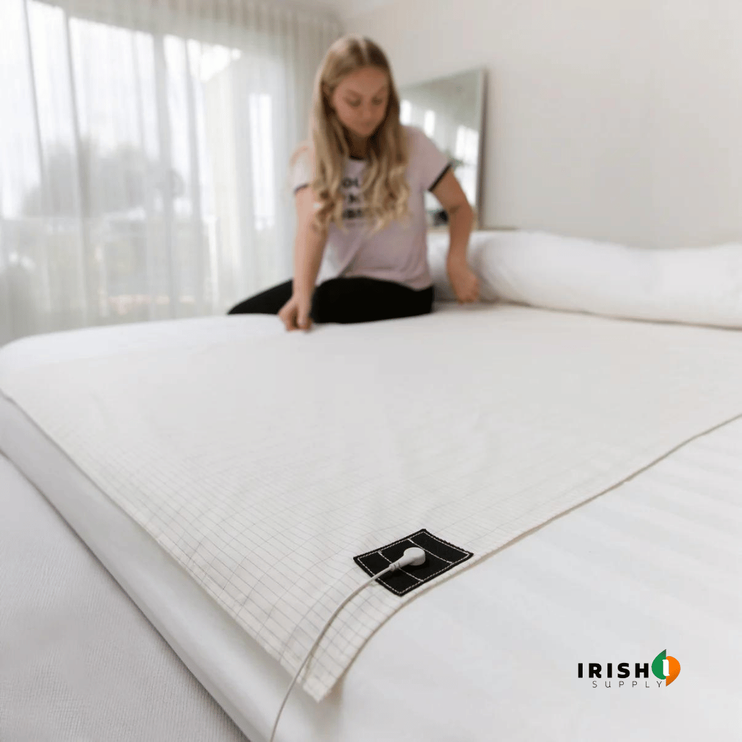 Grounding Earthing Bed Sheet with Conductive Grid and Snap-On Cord Queen Size Set - Image 2