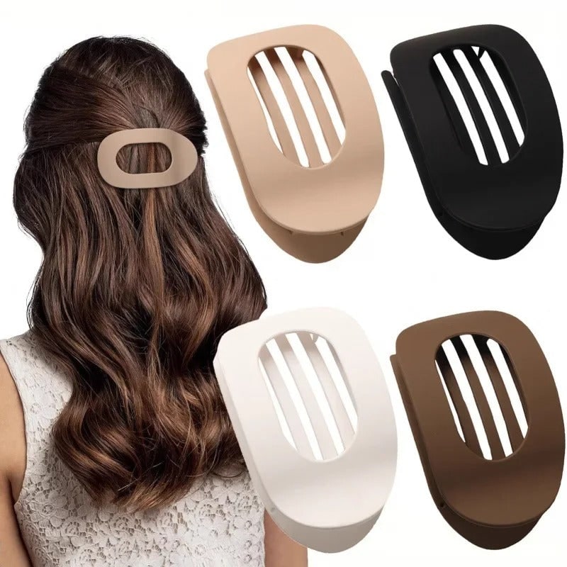 Hair Claw Clip with Flat Back and Oval Cutout for Buns and Half-Up Styling - Image 2