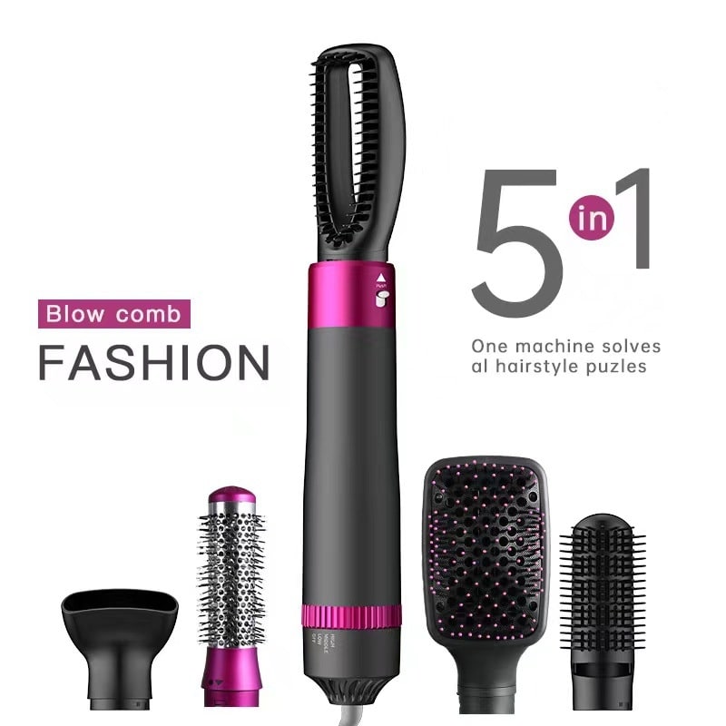Hair Dryer Brush with 5 Interchangeable Attachments Blow Dry Styling Tool Detangling - Image 8