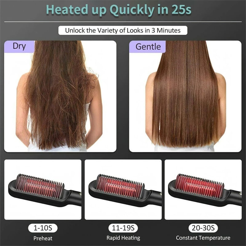 Hair Straightener Brush Ceramic Flat Iron Cordless Design and Adjustable Temperature Control - Image 29