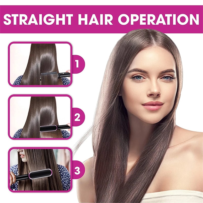 Hair Straightener Brush Ceramic Flat Iron Cordless Design and Adjustable Temperature Control - Image 48