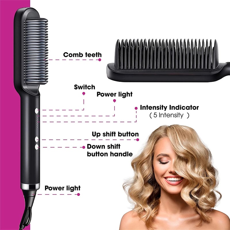 Hair Straightener Brush Ceramic Flat Iron Cordless Design and Adjustable Temperature Control - Image 50