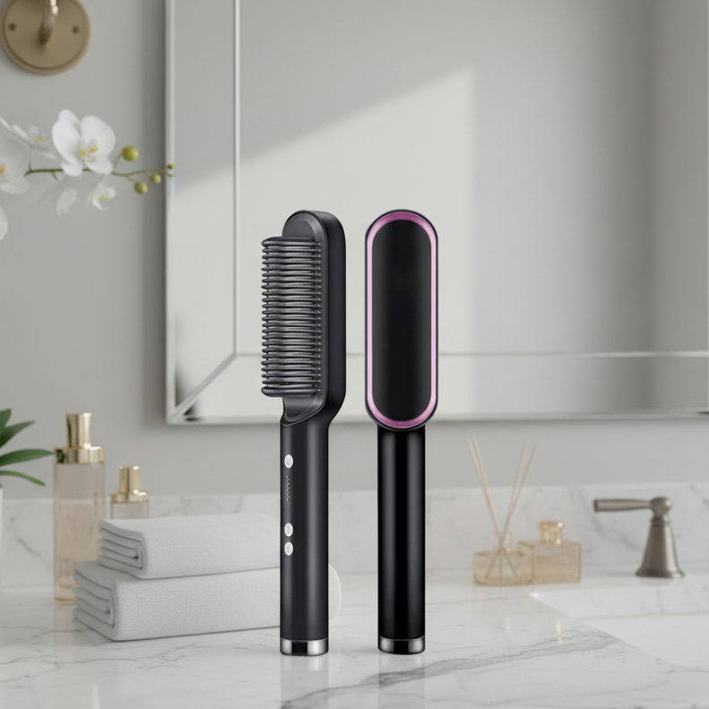 Hair Straightener Brush Straightening Ionic Heated Electric Comb Teeth - Image 1