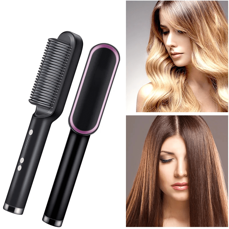 Hair Straightener Brush Straightening Ionic Heated Electric Comb Teeth - Image 2