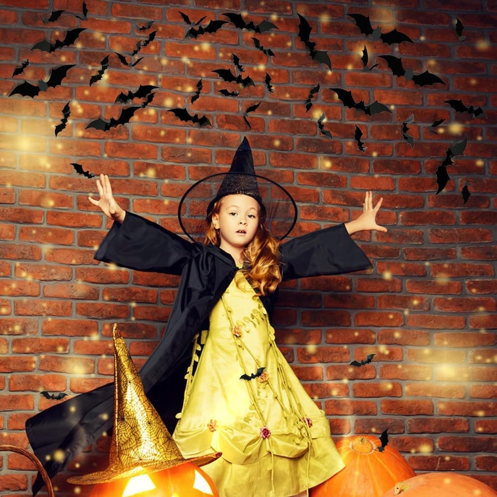 Halloween 3D Bat Wall Art Decor Stickers with Foldable Wings for Nursery Bathroom - Image 3
