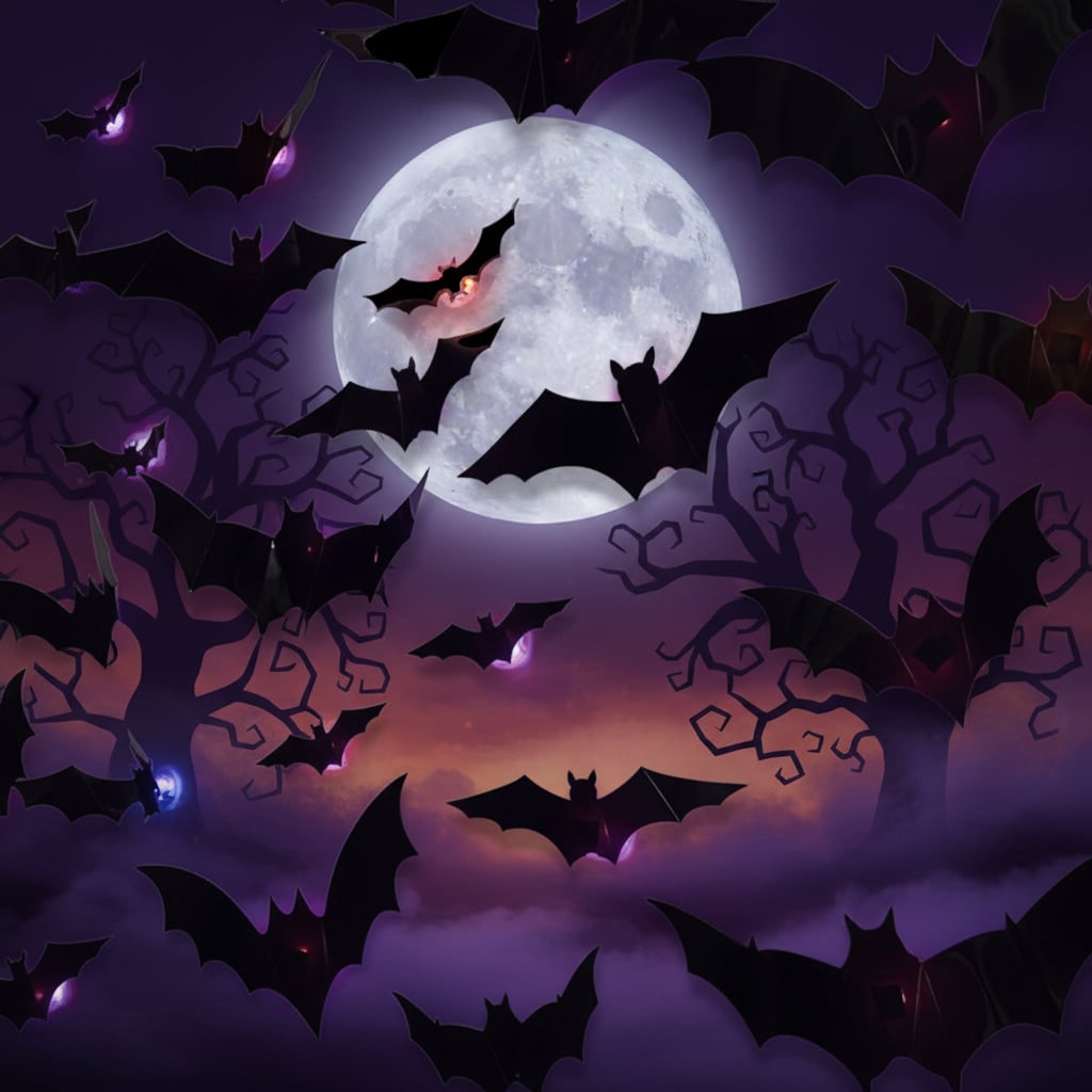 Halloween 3D Bat Wall Decals with LED Lights and Peel and Stick Art Clings for Spooky - Image 3