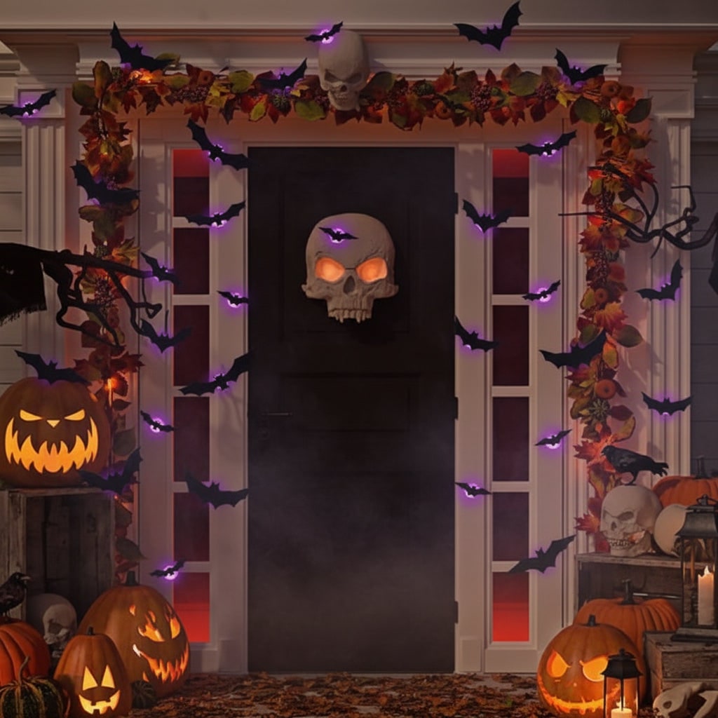Halloween 3D Bat Wall Decals with LED Lights and Peel and Stick Art Clings for Spooky - Image 4