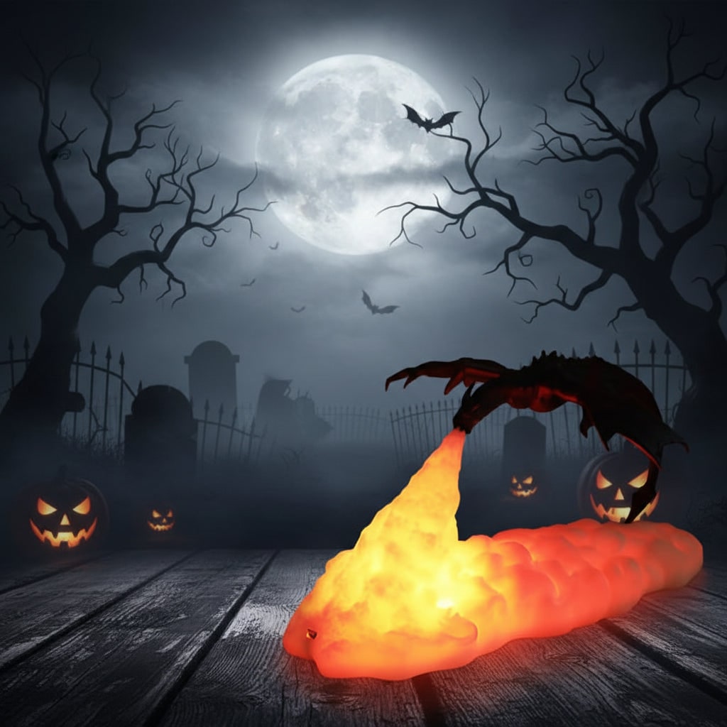 Halloween 3D Printed Dragon Night Light with USB Rechargeable LED Fire Glow - Image 4