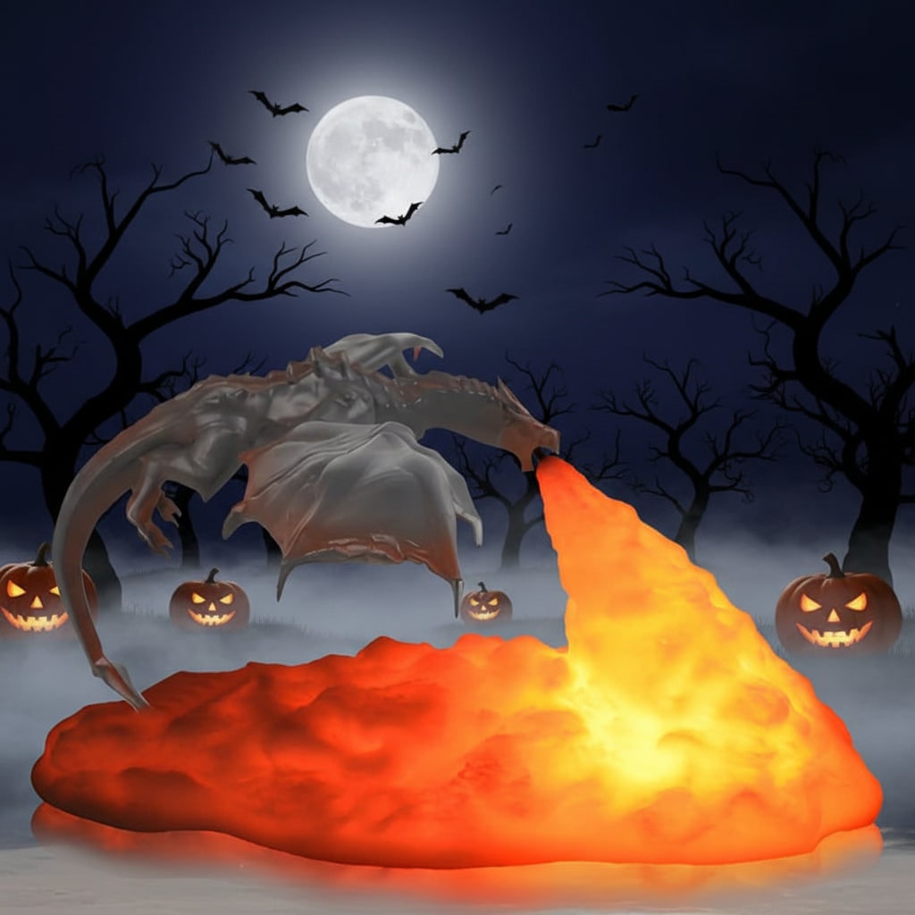 Halloween 3D Printed Dragon Night Light with USB Rechargeable LED Fire Glow - Image 5