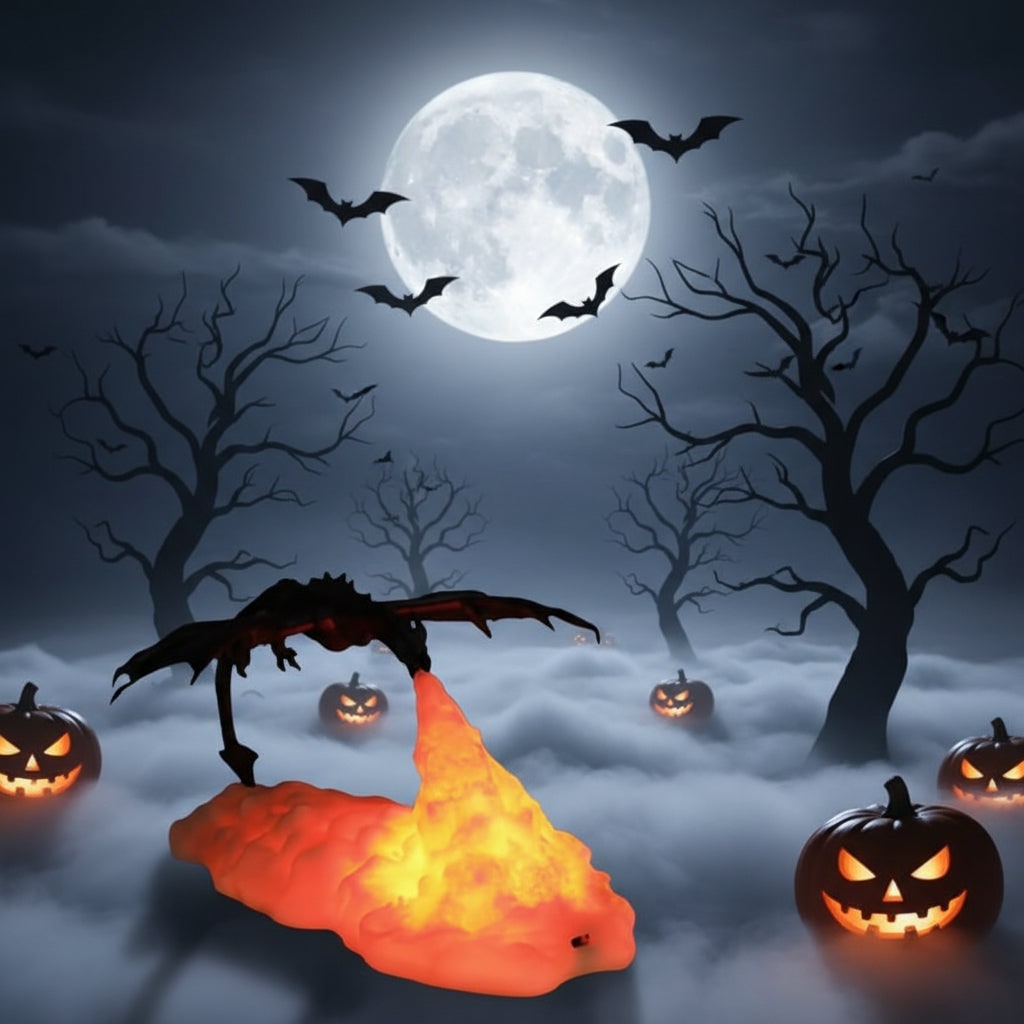 Halloween 3D Printed Dragon Night Light with USB Rechargeable LED Fire Glow - Image 7