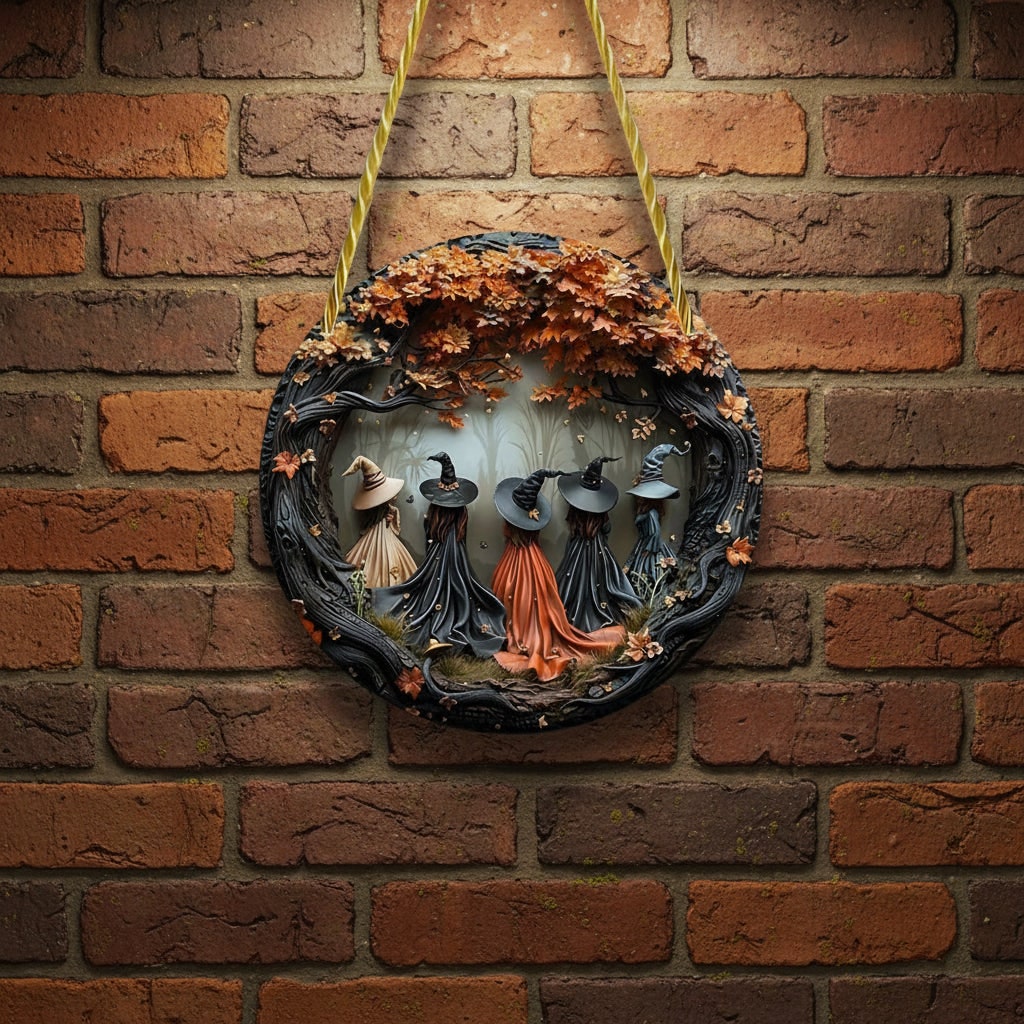 Halloween 3D Relief Wall Art Panel Decor Gnarled Branch Border and Twisted Rope Hanger for Home - Image 1