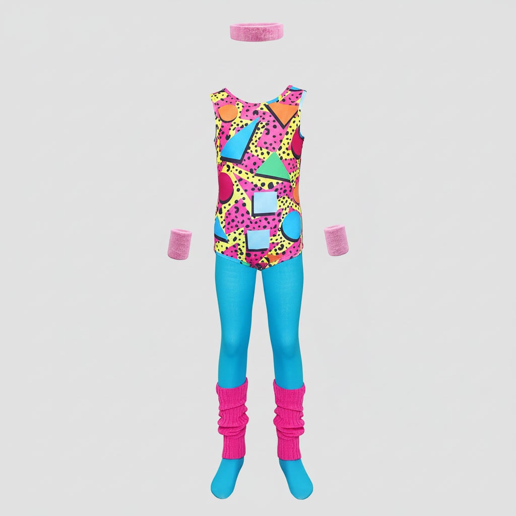 Halloween 80s Costume Party Outfit Workout Aerobics Leotard with Leg Warmers Headband and Wristbands - Image 10