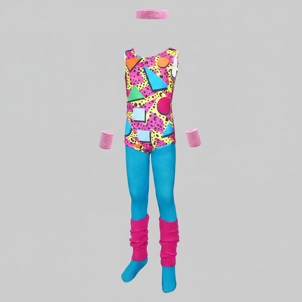 Halloween 80s Costume Party Outfit Workout Aerobics Leotard with Leg Warmers Headband and Wristbands - Image 11