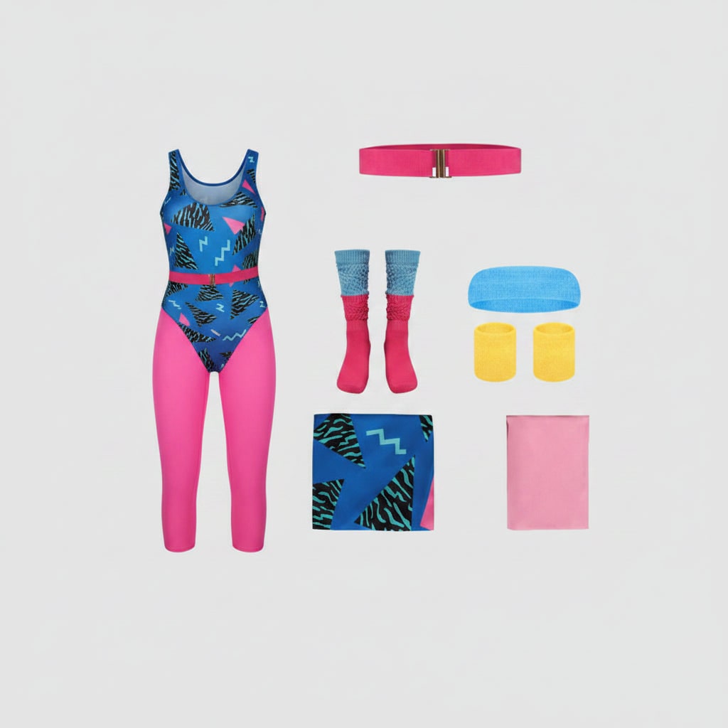 Halloween 80s Costume Party Outfit Workout Aerobics Leotard with Leg Warmers Headband and Wristbands - Image 5