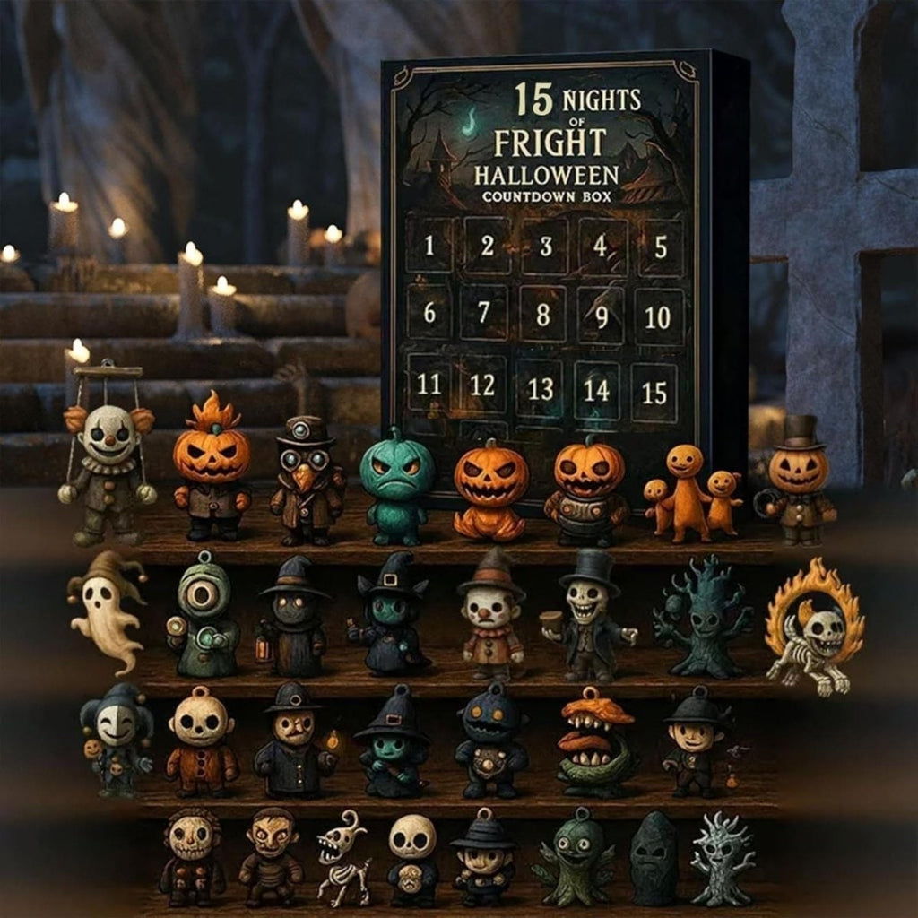 Halloween Advent Calendar Countdown Decor with Spooky Miniature Figurines - Image 3