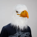 Halloween Animal Head Mask with Bald Eagle Design White Faux Fur and Yellow Beak for Party Costume - Image 1