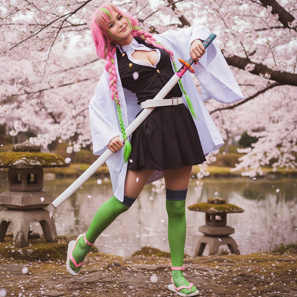 Halloween Anime Cosplay Costume and Outfits for Character Dress Up with Haori Jacket and Leg Wraps - Image 2