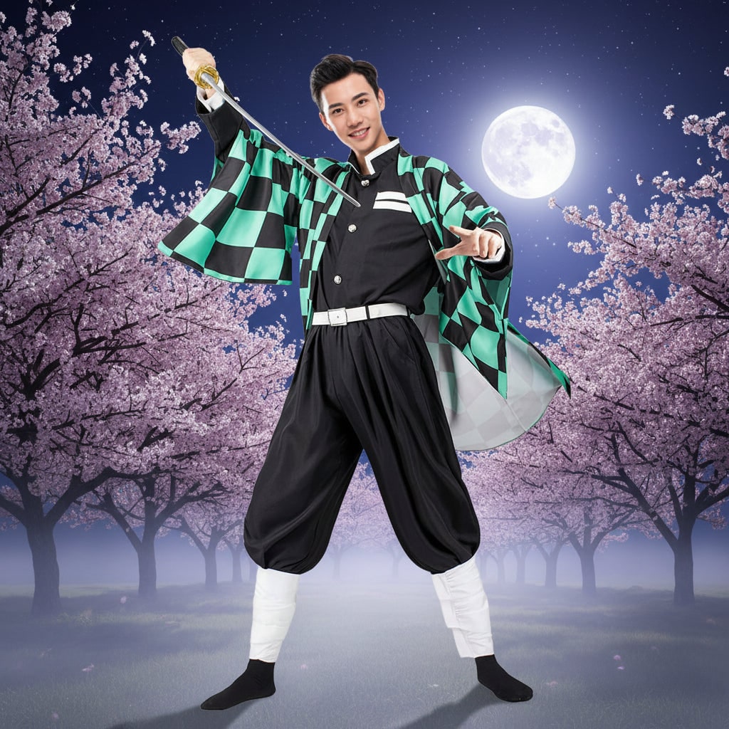 Halloween Anime Cosplay Costume and Outfits for Character Dress Up with Haori Jacket and Leg Wraps - Image 3