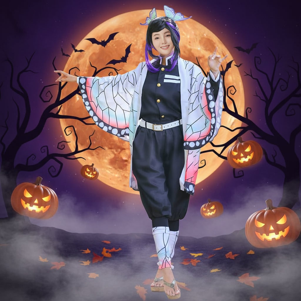 Halloween Anime Cosplay Costume and Outfits for Character Dress Up with Haori Jacket and Leg Wraps - Image 4