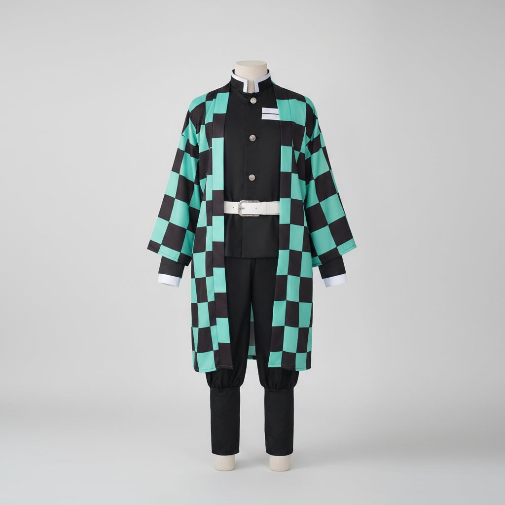 Halloween Anime Cosplay Costume and Outfits with Checkered Haori Coat and Character - Image 2