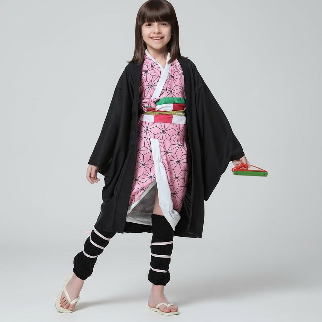 Halloween Anime Cosplay Costume and Outfits with Haori Jacket Checkered Pattern - Image 3