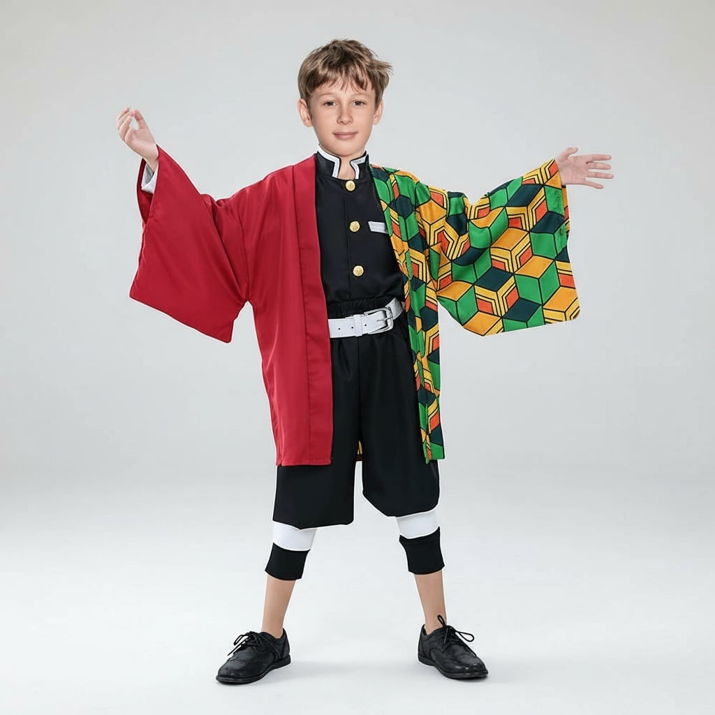 Halloween Anime Cosplay Costume and Outfits with Haori Jacket Checkered Pattern - Image 5