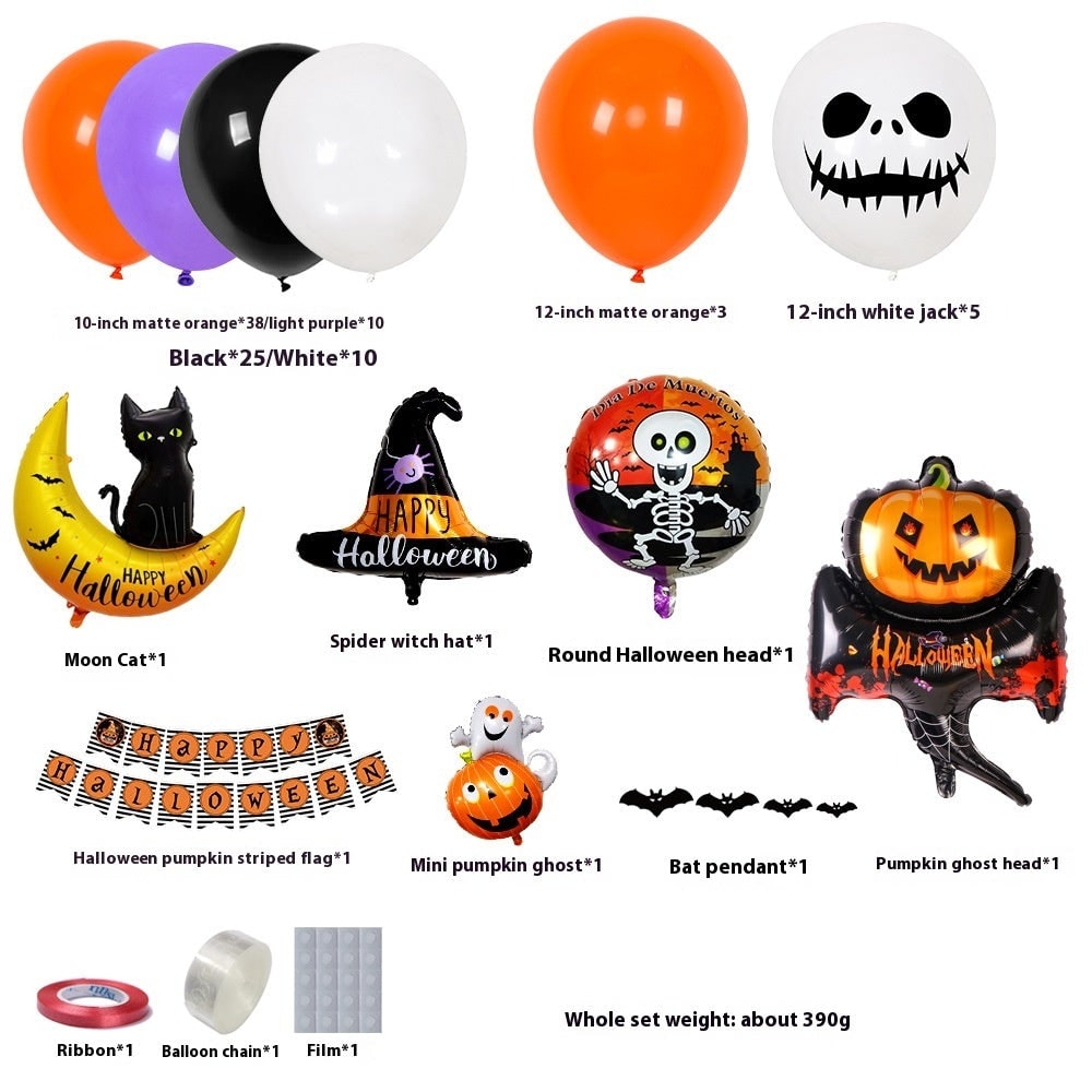Halloween Balloon Arch Kit with Foil Banner and Tape Decoration for Party Reusable - Image 2