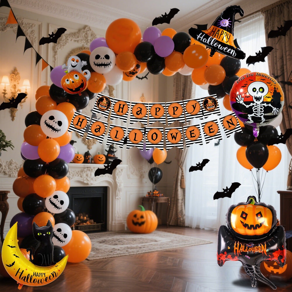 Halloween Balloon Arch Kit with Foil Banner and Tape Decoration for Party Reusable - Image 3